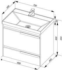 Тумба с раковиной Aquanet Тиволи 70 бордо