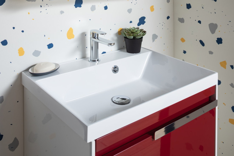 Тумба с раковиной Aquanet Тиволи 70 бордо