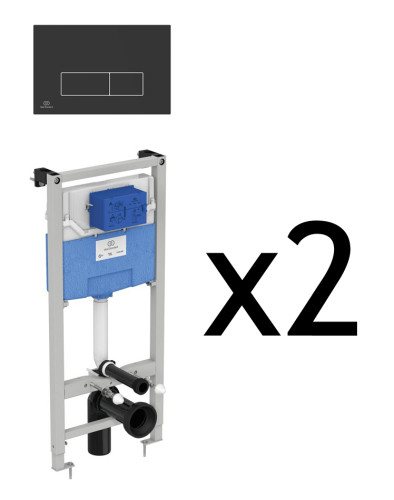 Промо-комплект: 2 Инсталляции Ideal Standard PROSYS FRAME 120 M, - 2 панели смыва (цвет черный) в подарок (TT00007/121A6)