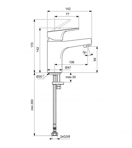Смеситель для раковины Ideal Standard Cerabase керамический картридж, хром (BC827AA)