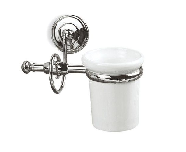 Stil Haus Idra, настенный керамический стакан, цвет хром - белая керамика