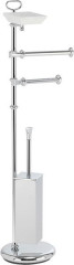 Stil Haus Prisma, cтойка: мыльн. + полотенцедер.+ бумагодер. + ёрш метал., цвет хром - белая керам.