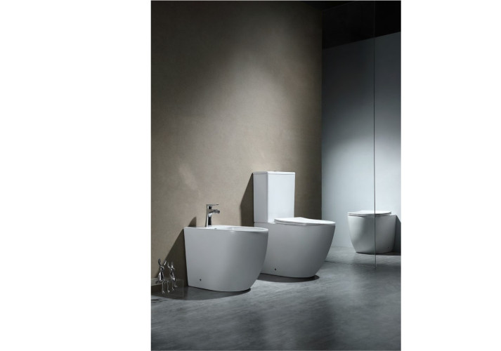 Унитаз-компакт напольный безободковый с бачком AQUATEK ЕВРОПА AQ2903-00 630*390*825 мм, горизонтальный выпуск, тонкое сиденье с механизмом плавного закрывания, крепеж