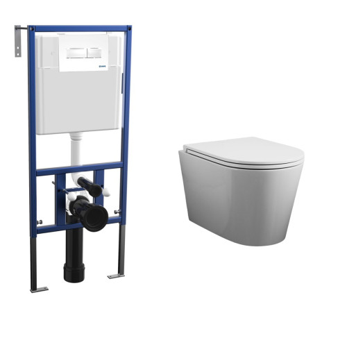 Комплект унитаза Bauedge BK0001-HQ с инсталляцией Nova NV4501 и кнопкой Nova NV7320