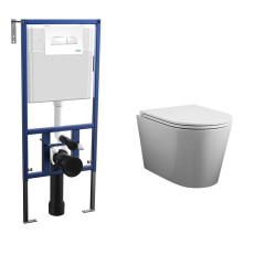 Комплект унитаза Bauedge BK0001-HQ с инсталляцией Nova NV4501 и кнопкой Nova NV7320