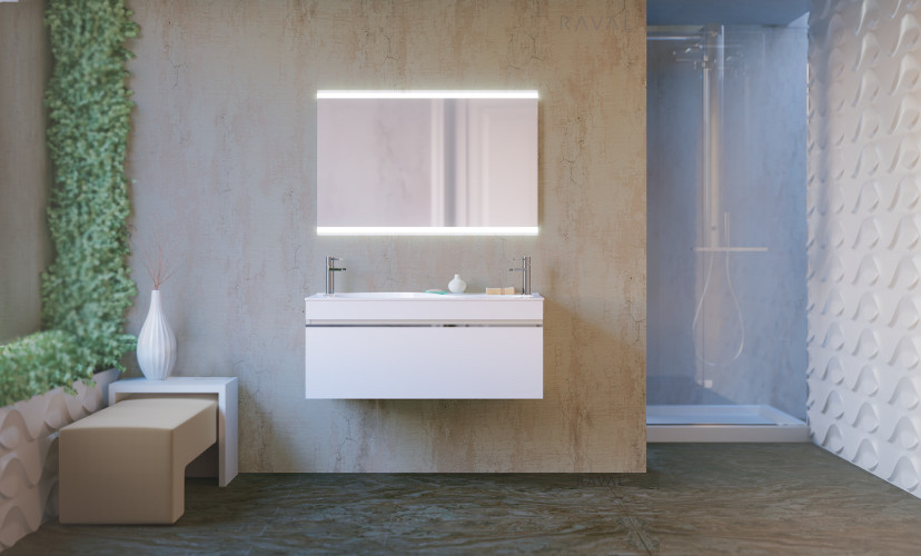 Зеркало RAVAL Hotte 100 с подсветкой (Hot.02.100/W)