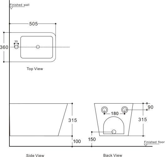Биде подвесное Aquanet Tavr 2.0 B2 LX-1067