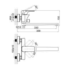 Смеситель для ванны D&amp;K Berlin DA1433325, черный