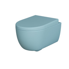 Унитаз Abner 103T20801R (545*360*330)  МАТОВЫЙ ГОЛУБОЙ подвесной БЕЗОБОДКОВЫЙ с толстой крышкой