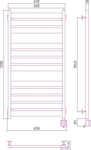 Электрический полотенцесушитель Сунержа Центурион 1200х600