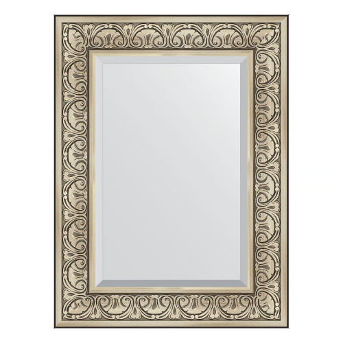 Зеркало настенное с фацетом EVOFORM в багетной раме барокко серебро, 60х80 см, BY 3398