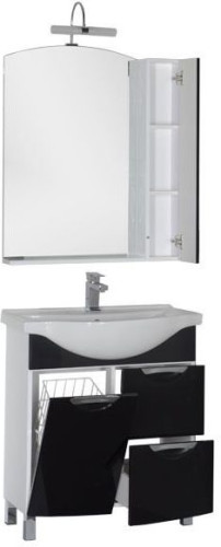 Мебель для ванной Aquanet Асти 75 б\к черный (зеркало шкаф/полка)