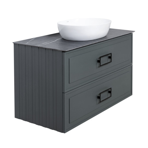 Тумба под раковину подвесная La Fenice Cubo TWIN FNC-01-CUB-G-100-2, серо-зеленая