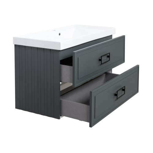 Тумба под раковину подвесная La Fenice Cubo TWIN FNC-01-CUB-G-100-2, серо-зеленая