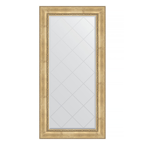 Зеркало настенное с гравировкой EVOFORM в багетной раме состаренное серебро с орнаментом, 82х164 см, BY 4299