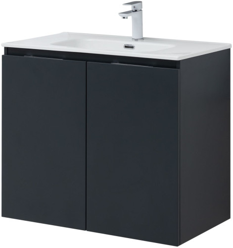 Тумба с раковиной Aquanet Алвита New 80 2 дверцы, антрацит