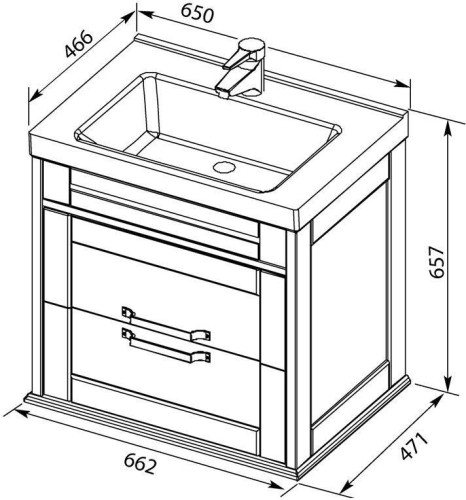 Тумба с раковиной Aquanet Денвер 65 белый