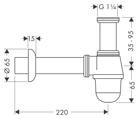 Сифон для биде Hansgrohe, бутылочный 1¼', хром (55213000)