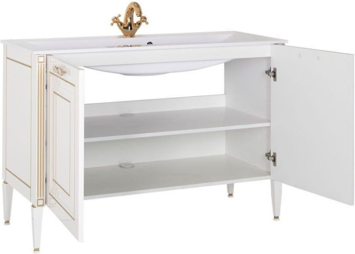 Тумба с раковиной Aquanet Паола 120 белый/золото (литьевой мрамор)