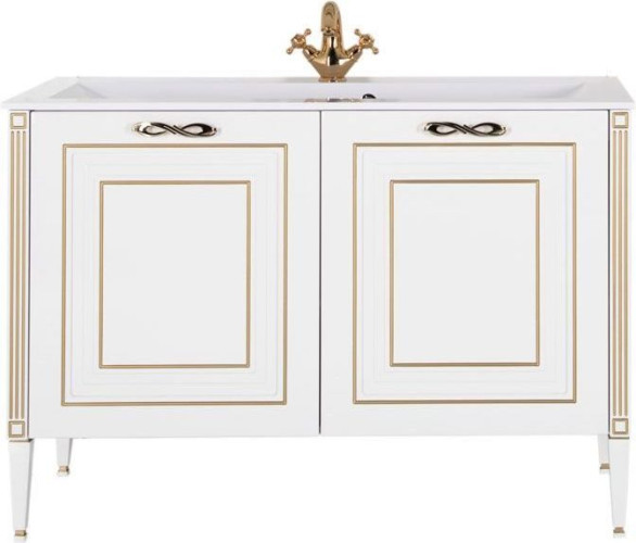 Тумба с раковиной Aquanet Паола 120 белый/золото (литьевой мрамор)