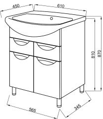 Комплект для ванной Ceruttispa тумба Калабрия 60 с умывальником Изео 60