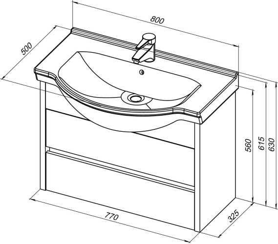 Тумба под раковину Aquanet Сидней 80 дуб рошелье