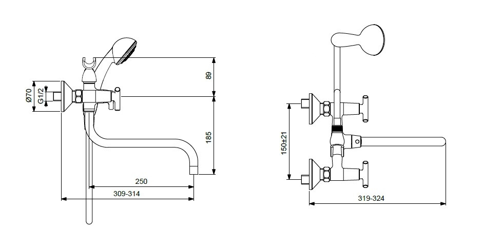 BA261AA TRINITY Смеситель для ванны/душа