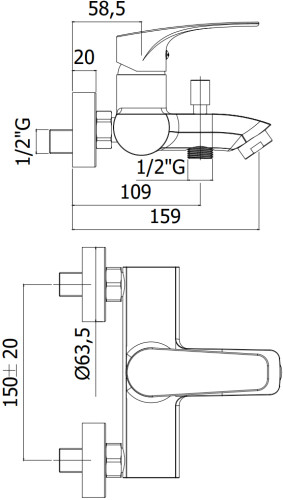 Смеситель для ванн с душем Paffoni Lime LM022CR