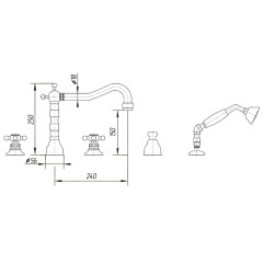 Смеситель на борт ванны Migliore Arcadia ML.ARC-8380