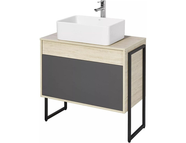 Тумба под раковину AQUATON Лофт Урбан 80 см, дуб орегон/серый графит (1A247601LQX60)