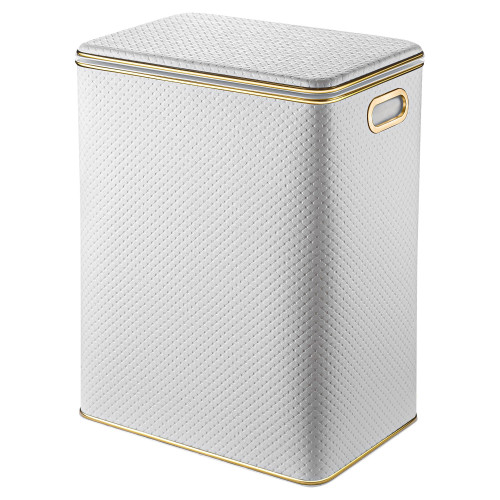 Корзина для белья Geralis PWG-S PUNTO белая, кант золото, большая
