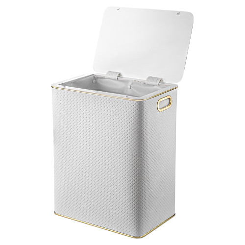 Корзина для белья Geralis PWG-S PUNTO белая, кант золото, большая