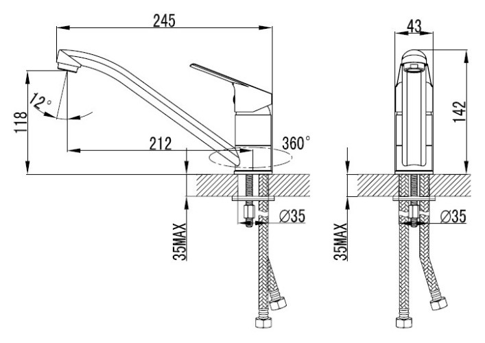 Смеситель Milardo Amur AMUSB00M05