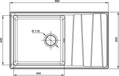 Кухонная мойка GRANFEST LEVEL 860L 860х500 1-чаша+крыло, серый
