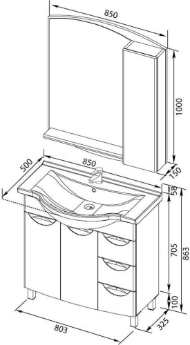 Мебель для ванной Aquanet Асти 85 белый