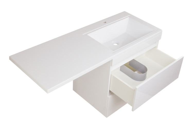 Тумба подвесная Style Line Даллас 130, Люкс белая, PLUS