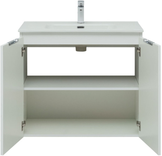 Тумба с раковиной Aquanet Алвита New 80 2 дверцы, белый матовый