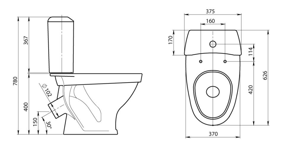 Унитаз-компакт напольный Santeri Вест с сиденьем стандарт