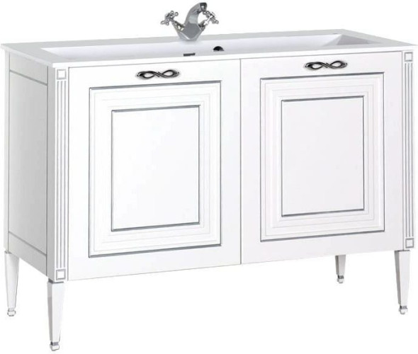 Тумба с раковиной Aquanet Паола 120 белый/серебро (литьевой мрамор)