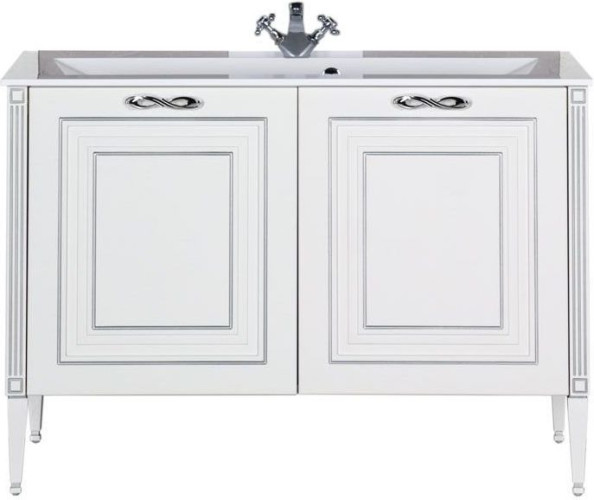 Тумба с раковиной Aquanet Паола 120 белый/серебро (литьевой мрамор)