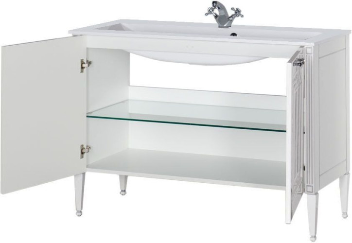 Тумба с раковиной Aquanet Паола 120 белый/серебро (литьевой мрамор)