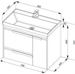 Тумба с раковиной Aquanet Тиволи 80 белый