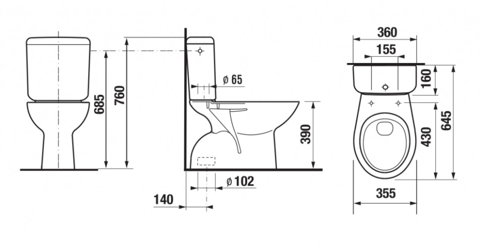 Унитаз напольный ZETA (н/п, верт.сток, уст.компл.)