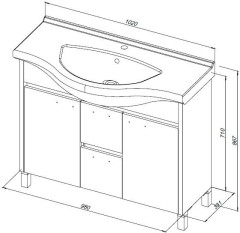 Тумба под раковину Aquanet Донна 100 белый дуб/белый (2 дверцы, 2 ящика)