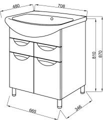 Комплект для ванной Ceruttispa тумба Калабрия 70 с умывальником "Изео 70"