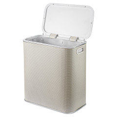 Корзина для белья  KLH-M-9 Ромб белая, кант хром, малая