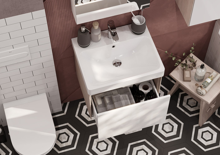 Тумба под раковину AQUATON Асти 55 подвесная, белая (1A263101AXD70)