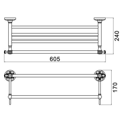 Полка для полотенец 60 см Savol S-005844C бронза