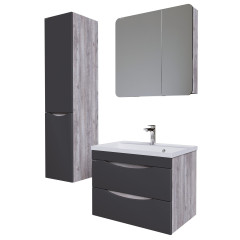 Шкаф-Зеркало Grossman ТАЛИС-80 см Лев. бетон пайн