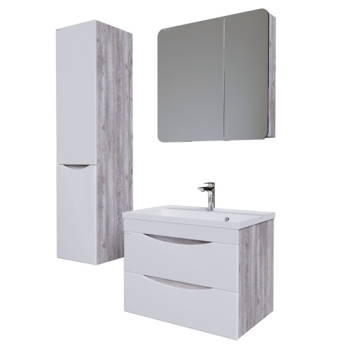 Шкаф-Зеркало Grossman ТАЛИС-80 см Лев. бетон пайн